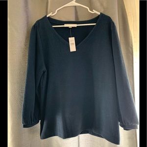 NWT “LOFT Blue 3/4 blouse size XL